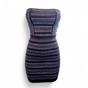 BCBGMAXAZRIA Strapless Bodycon Mini Dress Black Gray Size Medium NWOT